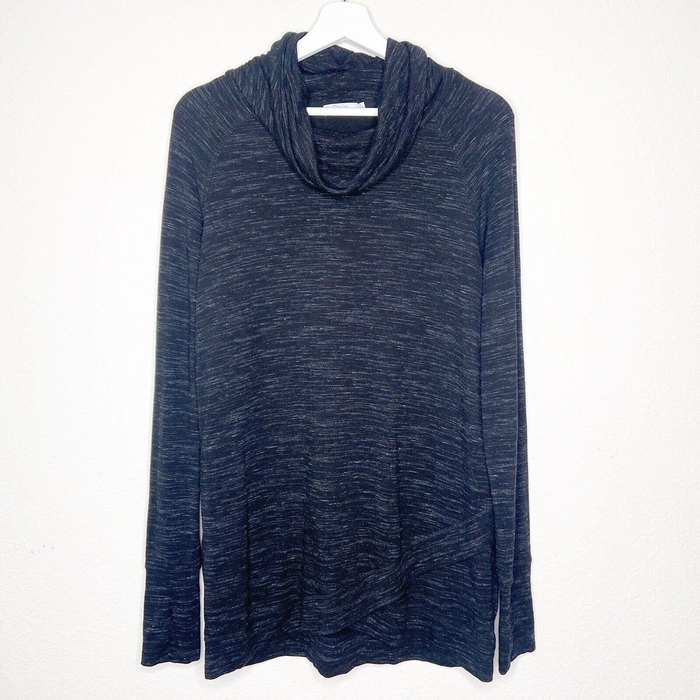 Dalia Cowl Neck Thumbhole Tiered Knit Top Sz M